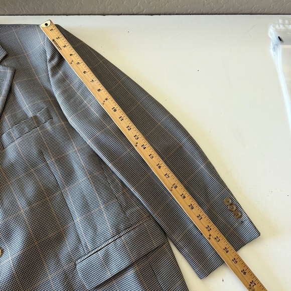 Brooks Brothers 346 Wool Black & Tan Houndstooth Blazer Suit Jacket Mens 44R - Picture 7 of 12